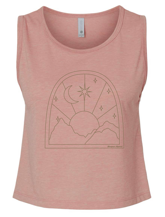 Womens pink starlight crop tank