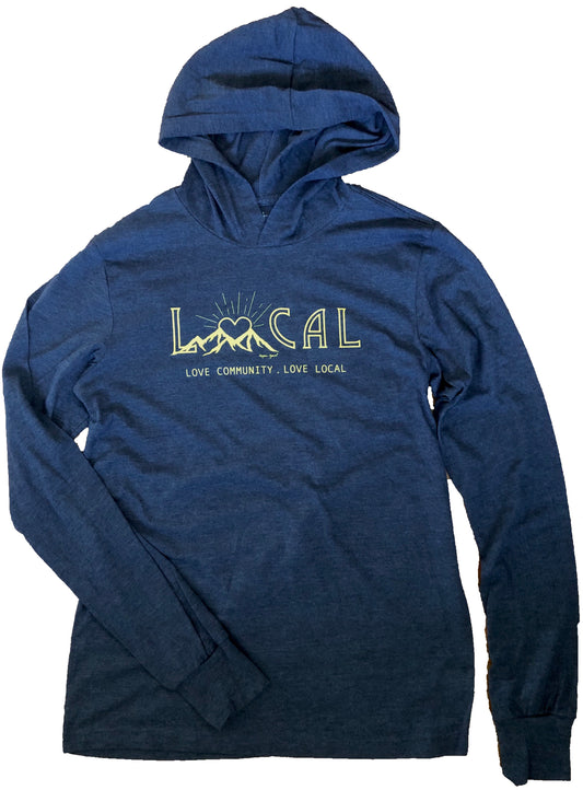 Love Local Navy Lightweight hooded long sleeve - Unisex